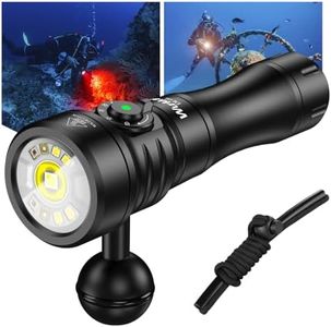 Wurkkos DL08 Dive Light, 3600 Lumens Rechargeable Scuba Underwater Lights with Red and UV Light, IP68 Underwater Video Light with Infinite Brightness Adjustment and 5000mAh Battery for Night Diving