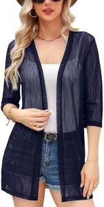 iClosam Womens Casual Cardigan Open Front Sun Protection Coverups Lightweight Cardigan Kimono for Summer Navy Blue