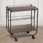 SPREAD SPAIN Foldable Wooden Service Trolley Multipurpose Foldable Trolley for Bar, Kichen, Portable and Stylish - Walnut