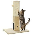 PawHut Cat Tree Scratching Post for Indoor Cats 79cm Jute Scratcher Climber w/Carpet Base Dangling Toy – Beige