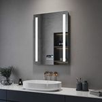 ELEGANT 800x600mm Backlit Illuminated Bluetooth Bathroom Mirror with Shaver Socket, Wall Mounted Vanity Mirror with Anti-Fog, Dimmable Touch Switch Control Time Display LED Smart Mirror