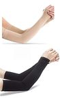 Kalpana'a Shop Cotton UV-Protection Hand Socks with Finger Arm Sleeves For Men Women Arm Sleeves for men women for bike riding Cycling Driving Hiking (Black,combo of 2 pair)