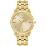 Bulova Mens Sutton Quartz Watch 40mm Gold-Tone Stainless Steel Case and Bracelet with Champagne Dial (97D123)