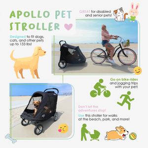 Apollo 3-in-1 Large Pet Stroller – Convertible Carrier and Pushchair