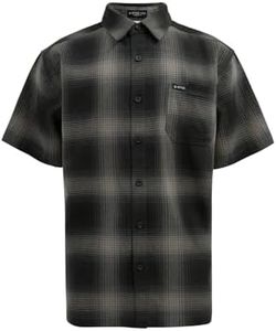 G-Style USA Western Casual Plaid Short Sleeve Button Up Shirt SS30 - Charcoal - Medium