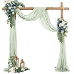 Wedding Arch Draping Fabric, 2 Panels 28" x 19Ft Sage Green Sheer Fabric Drapes Backdrop Curtain for Wedding Ceremony Party Ceiling Decor