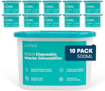 LIVIVO Pack of 10x 500ml Interior Dehumidifiers- Helps Stop Damp, Mildew, Mould Condensation Moisture Absorber Remover in Home Kitchen Wardrobe Bedroom Caravan Office Garage Bathroom, Basement