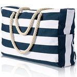 oscaurt Beach Bag, Large Beach Bags for Women, Waterproof Beach Tote Bags with Zip and Rope Handle, Summer Beach Bags Holiday Essentials Travel Bag Shopping Shoulder Handbags for Pool Gym Picnic