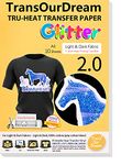 TransOurDream Tru-Glitter Transfer Paper Inkjet Printer Printable Light & Dark Fabric (10 Sheets A4,Upgraded 2.0) Iron on Vinyl Creative Your Image with Reflect Colorful Shimmer Under Light