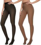 2 Pairs Fleece Lined Tights Women - Fake Translucent Warm Thermal Winter Thick Tights Pantyhose