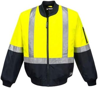 Huski K8131 High Visibility Waterproof Bomber Jacket Yellow/Navy, Medium