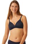 Naturana® Soft Wireless Bra with Cup [Cup A-D] Optimal fit & Maximum Support Thanks to Cut Design & Wide Straps | T-Shirt Bra | Women's Bra Without Underwire 36 Dark Blue B