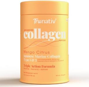 Trunativ Advanced Japanese Marine Collagen Powder |Type 1 and 3 | Supplements for Women and Men with Hyaluronic Acid | Supports Skin Glow, Hair Growth, and Nail Strength | Mango Citrus (200g)