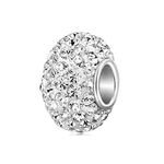 Luluadorn Sparkling Clear White Crystal Charm Compatible with Pandora Charms Bracelets