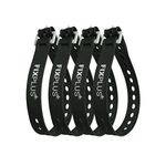 Fixplus Strap Pack of 4 – Tie-down strap for securing, attaching, bundling and lashing made of special plastic with aluminum buckle 46 cm x 2.4 cm (black)