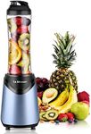 La Reveuse Smoothies Blender Personal Size 300 Watts with 18 oz BPA-free Portable Travel Sports Bottle (Light Blue)