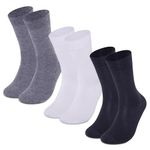 Supersox Formal/Office Crew Socks For Men Made With Premium Cotton. Reinforced Heel & Toe For Extended Durability. Anti Odour & Anti Bacterial - Pack Of 3, Free Size (Black, White, Grey, Regular)