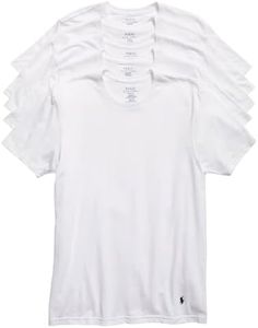 POLO RALPH LAUREN mens Classic Fit Undershirt W/Wicking Crews 5-pack, White, Small