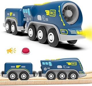 LiRiQi Tren eléctrico de Juguete, Tren de Locomotora de acción con Pilas, Coche de Juguetes Educativo para niños pequeños, Potente Juego de Tren de Motor Compatible con Thomas, Brio