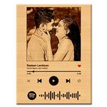 Incredible Gifts India Wood Personalised Spotify Photo Gift - Photo Plaque with Custom Photo and Song for Anniversary, Birthday, Mother's Day, Daughter's Day (9x7 in, Wood)