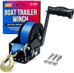 Boat Trailer Winch with Boat Winch Strap with Hook Manual Hand Winch Strap Heavy Duty Trailer Winches Hand Crank for Pulling Boat Parts for Trailers Car or Truck Towing One Speed Ratchet Gear