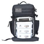 ELITRAINX Backpack 45L Compartment Meals and Tupperware Tactical Waterproof Sports Outdoor Sports Gym Portable Oxford 600D (Black)
