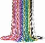 SHAOQINLIN 24 Pcs Mardi Gras Beads Necklaces, 12 Colors 33 Inch 7 mm Metallic Bead Necklaces Bulk Party Beads Necklace Round Beaded Necklaces for Mardi Gras, Christmas, Carnival Party Favor