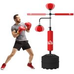 HOMCOM 3-in-1 Boxing Punching Bag Free Standing with 2 Speed Balls, 360° Relax Bar, PU-Wrapped Boxing Bag & Fillable Base, Adjustable Height from160 cm to 230 cm, Red