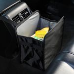 Ginsco Foldable Car Trash Can 3 Gallons, Hanging Car Garbage Can Large Capacity Water-Resistant Car Trash Bag, Leakproof Car Can, Car Storage Bag for Camping, Car Interior Accessories (Black)