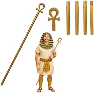 Nicky Bigs Novelties Adult Gold Ankh Cane Pharaoh Scepter Egyptian Staff Cosplay Halloween Costume Prop