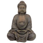 Design Toscano AL1614 Meditative Buddha of the Grand Temple Garden Statue, Medium 66 cm, Polyresin, Dark Stone