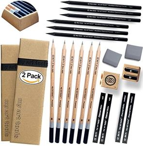 Sketch pencils for drawing and shading - 20pcs art sets with sketching pencils and erasers for all professional artists - dual pack charcoal and graphite pencils