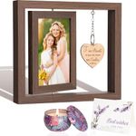 HIAGROW Gifts for Aunt from Niece Nephew Wooden Picture Frames 4x6 Great Aunt Gifts Rotating Personalized Photo Frame with Lavender Candle for Aunt Auntie Birthday Christmas Thanksgiving Gifts