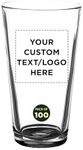 Custom Casale Pint Glass 16 oz. Set of 100, Personalized Bulk Pack - Beer Glasses, Heavy Duty Drinkware - Black