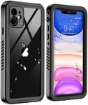 SUPFINE for iPhone 11 Waterproof Case,[Built-in Screen Protector][IP68 Underwater][15FT Military Dropproof] Full Body Rugged Heavy Duty Shockproof Waterproof Phone Case-Black/Clear