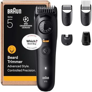 Braun Beard Trimmer Men Series 5, Mens Beard Trimmer with 5 Styling Tools, Ultra Sharp Blade, Waterproof, 40 Lengths & 120-Min Runtime, BT5525, Grey