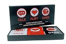 Fun and Romantic Game for Couples: Date Night Box Set with Conversation Starters, Flirty Games and Cool Dares - Talk, Flirt or Dare Cards- 3 Games in 1