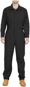 Ubon Long Sleeve Coveralls for Men, Zip Front Cotton Twill Work Coverall, Action Back Jumpsuit with Pockets, Black Medium Tall