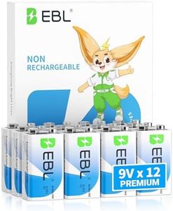 EBL 9 Volt Batteries 12 Pack, 7-Year Shelf Life, Long-Lasting Alkaline 9V Batteries for Household Business