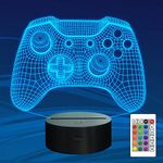 Attivolife Gamepad 3D Illusion Lamp, Controller Night Light with Remote Control+Timer 16 Color Changing Desk Lamps Kids Gamer Room Decor Best Cool Festival Birthday Gifts for Boy Girl Men Child