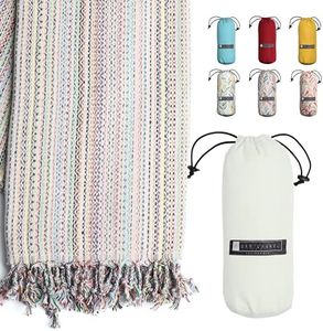 BAY LAUREL Turkish Beach Towel with Travel Bag (Powder Mix,39 x 71)