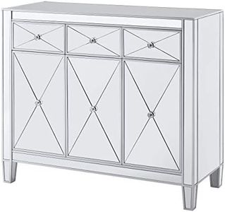 Southern Enterprises Mirage Cabinet, Mirrored with matte silver trim