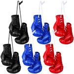 12 Pcs Mini Boxing Gloves Miniature Punching Gloves Boxing Accessories Boxing Gifts Holiday Christmas Ornament Hanging Decoration Souvenir Display Party for Car (Black, Blue, Red,2.2 Inch)