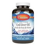 Carlson - Cod Liver Oil Gems, 920 mg Omega-3s + Vitamins A & D3, Wild-Caught Norwegian Arctic Cod-Liver Oil, Sustainably Sourced Nordic Fish Oil Capsules, Lemon, 150 Soft Gels