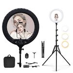 18 inch LED Ring Light with Tripod Stand Dimmable Makeup Selfie Ring Light for Studio Portrait YouTube Vlog Video Shooting with Carrying Bag and Remote Controller