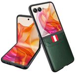 BOUNCEBACK Vegan Leather Case/Cover with Back Screen Protector & Credit Card Holder for Motorola Razr 50 Ultra 5g / Motorola Razr 50 Ultra Case Cover -(Green | P.U Leather)