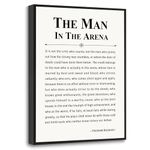 Howwii Inspirational Wall Art Office Decor The Man in the Arena Motivational Positive Quote Canvas Print Gift for Men&Women Framed Canvas Wall Decor 12”x16”