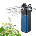 Weipro Internal Fish Tank Filter, 4W Adjustable Water Flow Submersible Aquarium Filter Pump for 40l ~ 80l Tropical Fish Tank, Include Spray Bar and Venturi to Add Oxygen, TE-200(250L/H)