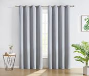 HLC.ME Oxford Blackout Curtains 84 inches - Thermal Insulated Window Curtain Grommet Panels, Set of 2 (52 W x 84 L, Light Grey)