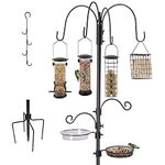 Bird Feeding Station Kit Pole Wild Bird Feeder Hanging Planter Hanger Multi Feeder Hanging with Metal Suet Feeder Bird Bath for Attracting Wild Birds